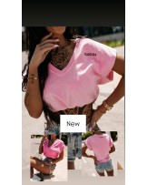 T▪️SHIRT dekatyzowany PUDROWY RÓŻ
