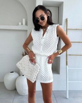 DZIANINOWY KOMPLET ECRU