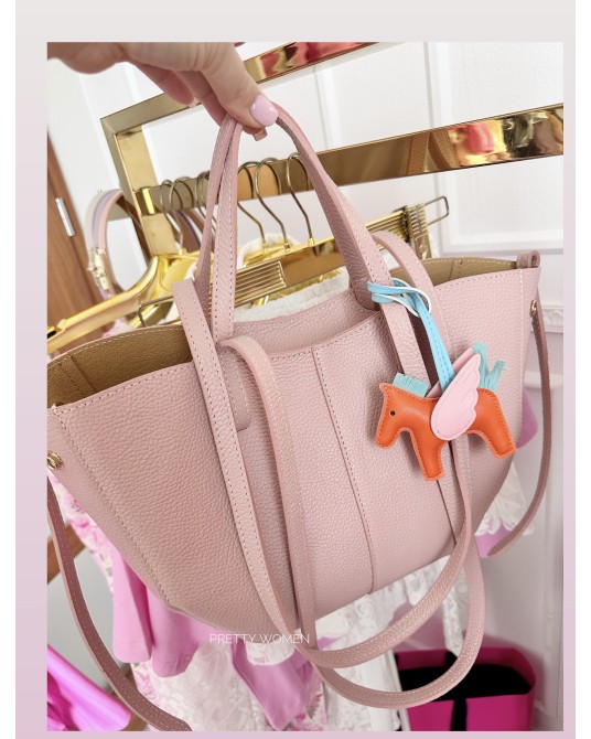 SKÓRZANA TOREBKA MID  ▪️POLENEE PUDROWY Róż