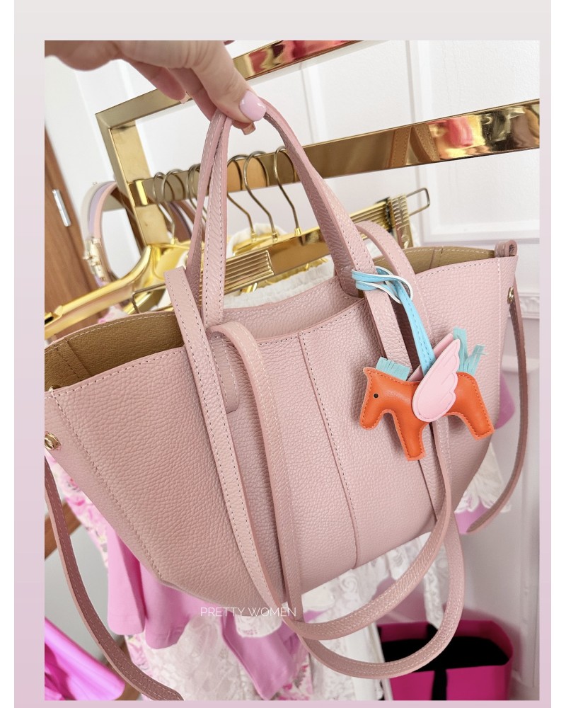 SKÓRZANA TOREBKA MID  ▪️POLENEE PUDROWY Róż