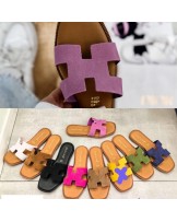 SKÓRZANE KLAPKI HH STYL  ▪️RÓŻ ZAMSZ