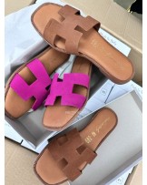 SKÓRZANE KLAPKI HH STYL  ▪️RÓŻ ZAMSZ