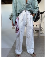 SPODNIE DENIM Ripped ▪️ecru