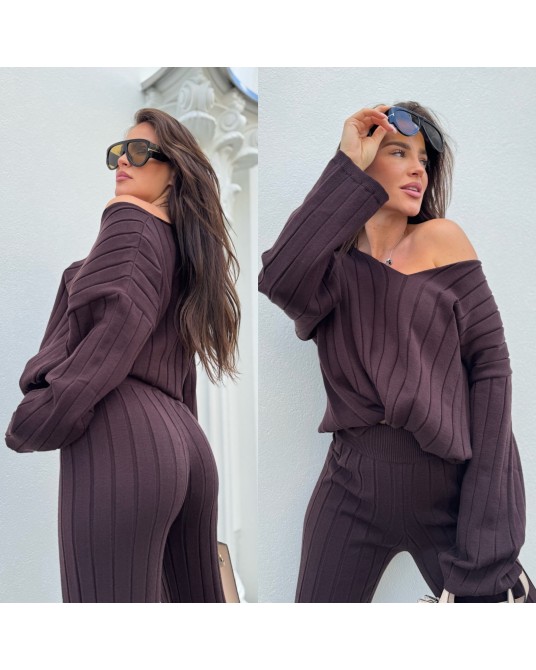 SWETERKOWY KOMPLET CANY CZEKOLADA  ▪️